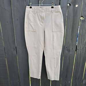 White House Black Market Straight Crop Pants in Beige